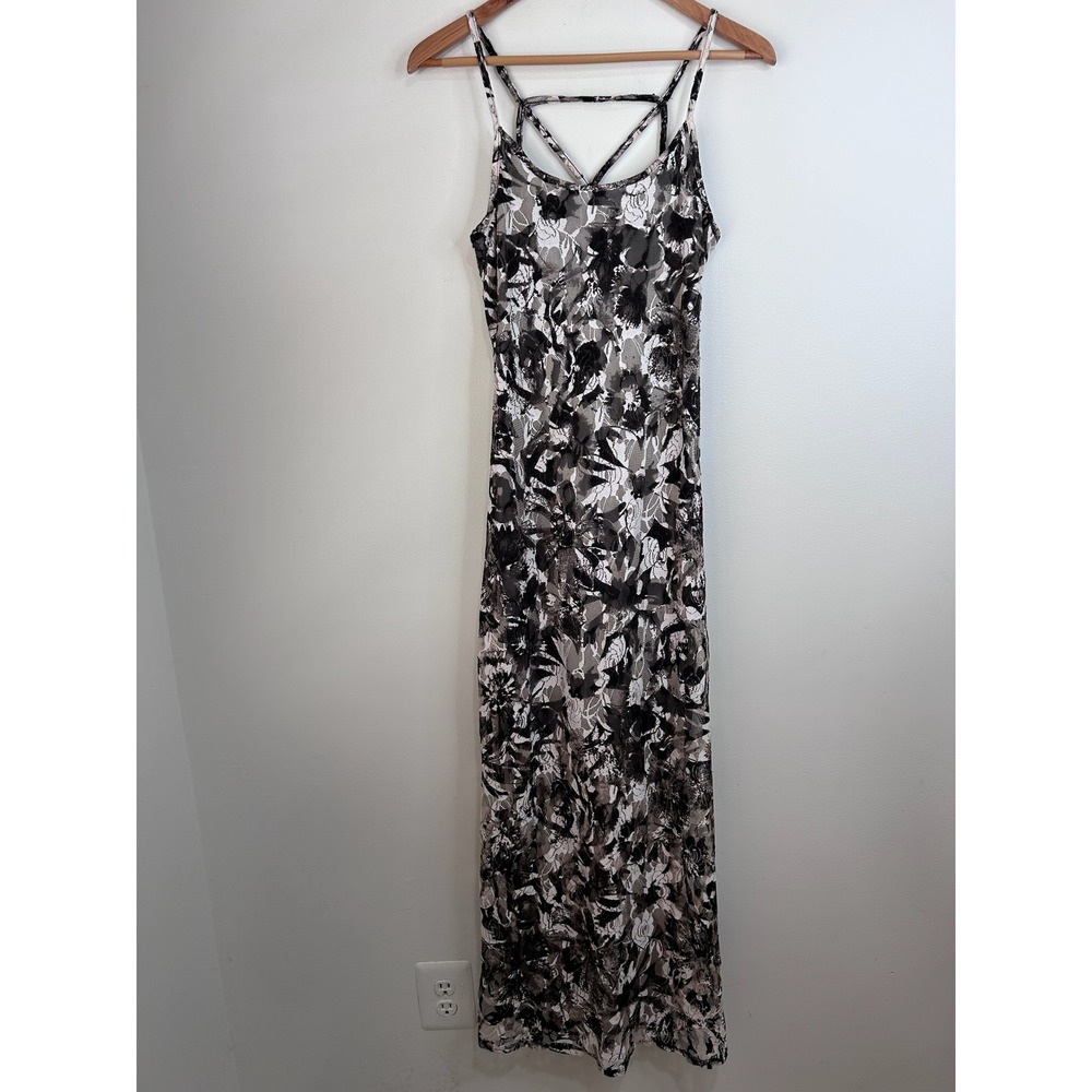 Fire Los Angeles Floral Lace Maxi Dress Sz L Black White Whimsigoth Romantic Y2K